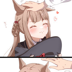 This is a pixiv picture whose title is 「撫でて」「もういい」.