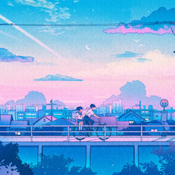 This is a pixiv picture whose title is i think i'm falling for you..