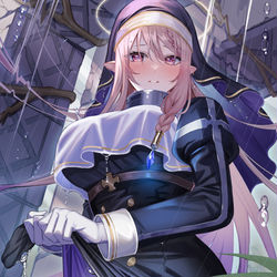 This is a pixiv picture whose title is シスターの雨宿り.
