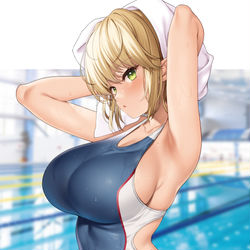 This is a pixiv picture whose title is 競泳のエルフ.