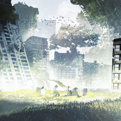 This is a pixiv picture whose title is 人類最後のじんるいは、.