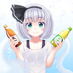 This is a pixiv picture whose title is 妖夢「熱中症対策していますか？」.