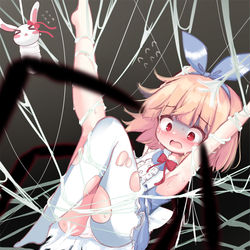 This is a pixiv picture whose title is 蜘蛛糸拘束アリス琉奈ちゃん.