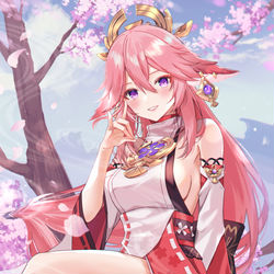 This is a pixiv picture whose title is 八重神子.