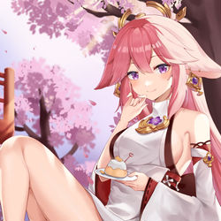 This is a pixiv picture whose title is 八重神子.