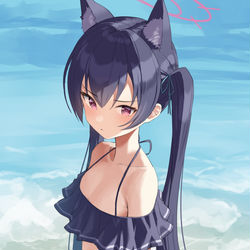 This is a pixiv picture whose title is ふとももが気になる水着セリカ.