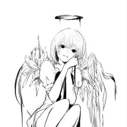 This is a pixiv picture whose title is 天使のような.