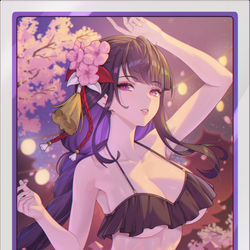 This is a pixiv picture whose title is 雷電将軍 - Lovely Night.