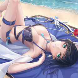 This is a pixiv picture whose title is 真夏の夜蘭.