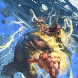 This is a pixiv picture whose title is 激昂したラージャン.