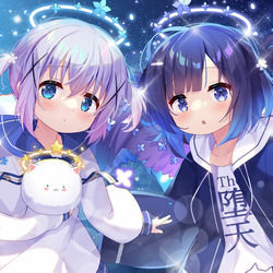 This is a pixiv picture whose title is 天使チノ＆フユ.