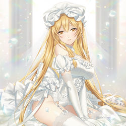 This is a pixiv picture whose title is ウエディングドレス紫様.