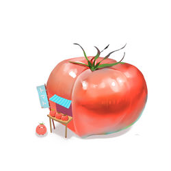 This is a pixiv picture whose title is トマト直売所.