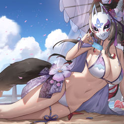 This is a pixiv picture whose title is 狐坂ワカモ.