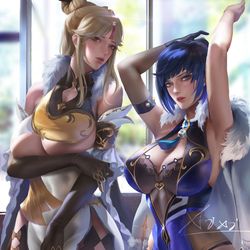This is a pixiv picture whose title is 夜兰  凝光.