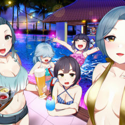 This is a pixiv picture whose title is 三十二駆 in ナイトプール.