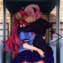 This is a pixiv picture whose title is 桃シャミ学校でちゅー.