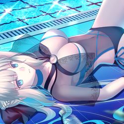 This is a pixiv picture whose title is 水着モルガン様.