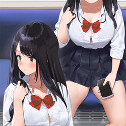 This is a pixiv picture whose title is 座る時に足開いてる子.