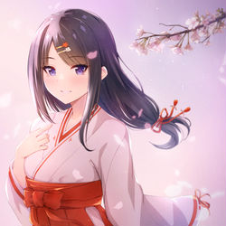 This is a pixiv picture whose title is 巫女灯織.