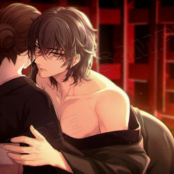 This is a pixiv picture whose title is 【R18】死んだ旦那の弟と【音声作品】.