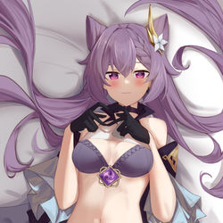 This is a pixiv picture whose title is 刻晴-遮挡版.
