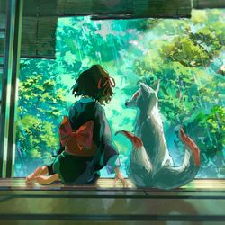 This is a pixiv picture whose title is Two tailed fox.