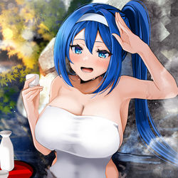 This is a pixiv picture whose title is 月見温泉.