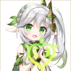This is a pixiv picture whose title is 比草...啊不，比心心💚.