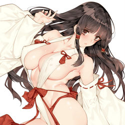 This is a pixiv picture whose title is エッチな巫女.