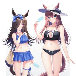 This is a pixiv picture whose title is 水着ライスとブルボン.