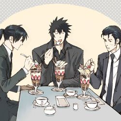 This is a pixiv picture whose title is オフの3人.