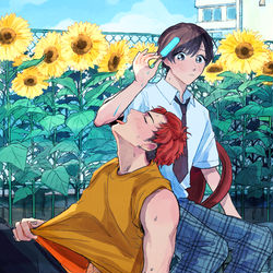 This is a pixiv picture whose title is 【創作BL】ダブルソーダ.