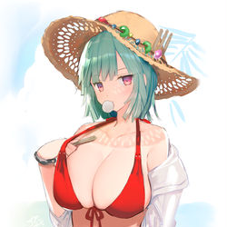 This is a pixiv picture whose title is ビキニと麦わらと当たり棒とガム.