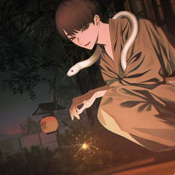 This is a pixiv picture whose title is 線香花火.