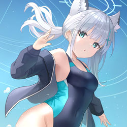 This is a pixiv picture whose title is 水着シロコ楽しみ！.