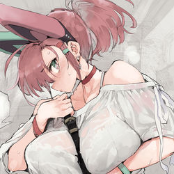 This is a pixiv picture whose title is 【強化人類アムネロ】バイト終わりのミュカ.