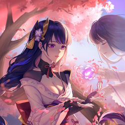 This is a pixiv picture whose title is 雷电影和真Raiden Ei.