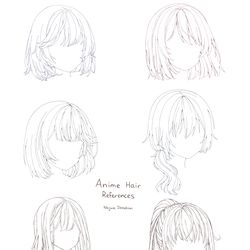 This is a pixiv picture whose title is Anime Hair References.
