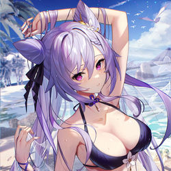 This is a pixiv picture whose title is 水着刻晴.