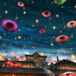 This is a pixiv picture whose title is 大炎刻街　「炎円亭　氷月ノ池」.