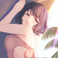 This is a pixiv picture whose title is ビーチハウスの裏で.