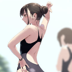 This is a pixiv picture whose title is お背中がよろしい競泳女子.