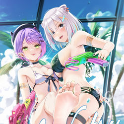 This is a pixiv picture whose title is 【C100予約】新刊「holoNatsu」＆タペストリー予約.