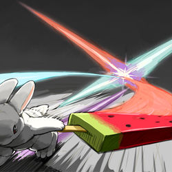 This is a pixiv picture whose title is アイス×うさぎ.