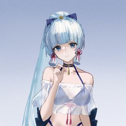 This is a pixiv picture whose title is 82日目、神里綾華.