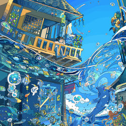 This is a pixiv picture whose title is 海が通る.