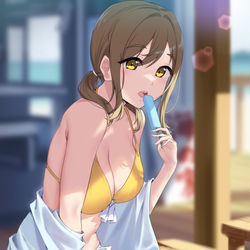 This is a pixiv picture whose title is 夏と水着とアイスと花丸ちゃん.