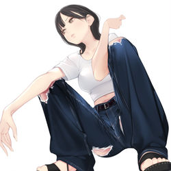 This is a pixiv picture whose title is ヤンキー座り.