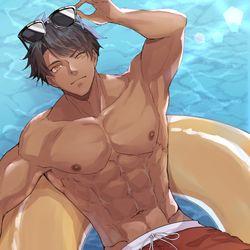 This is a pixiv picture whose title is 暑中見舞い.